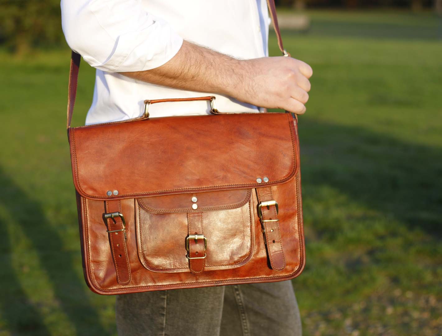 Leather laptop satchel 15’’