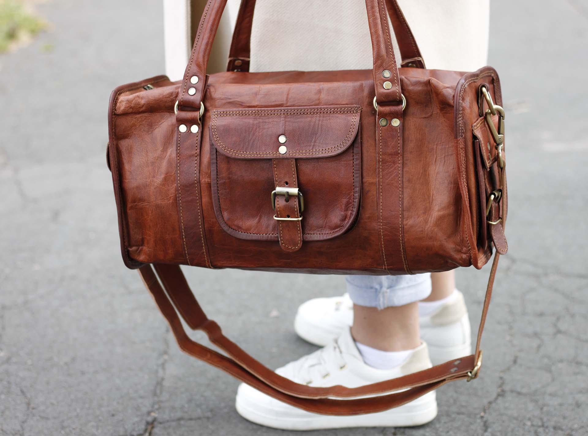 Leather duffel bag 18’’