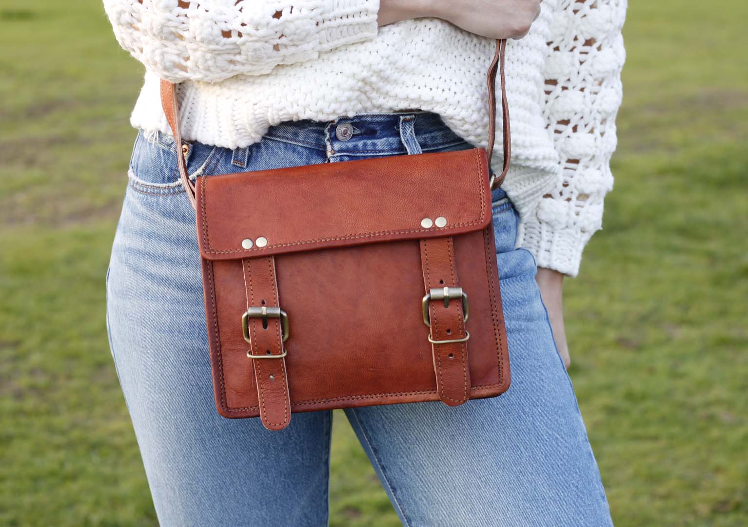 Vintage style leather bag 'Linda'