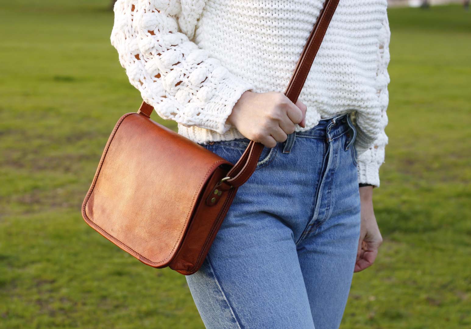 Small leather full flap bag