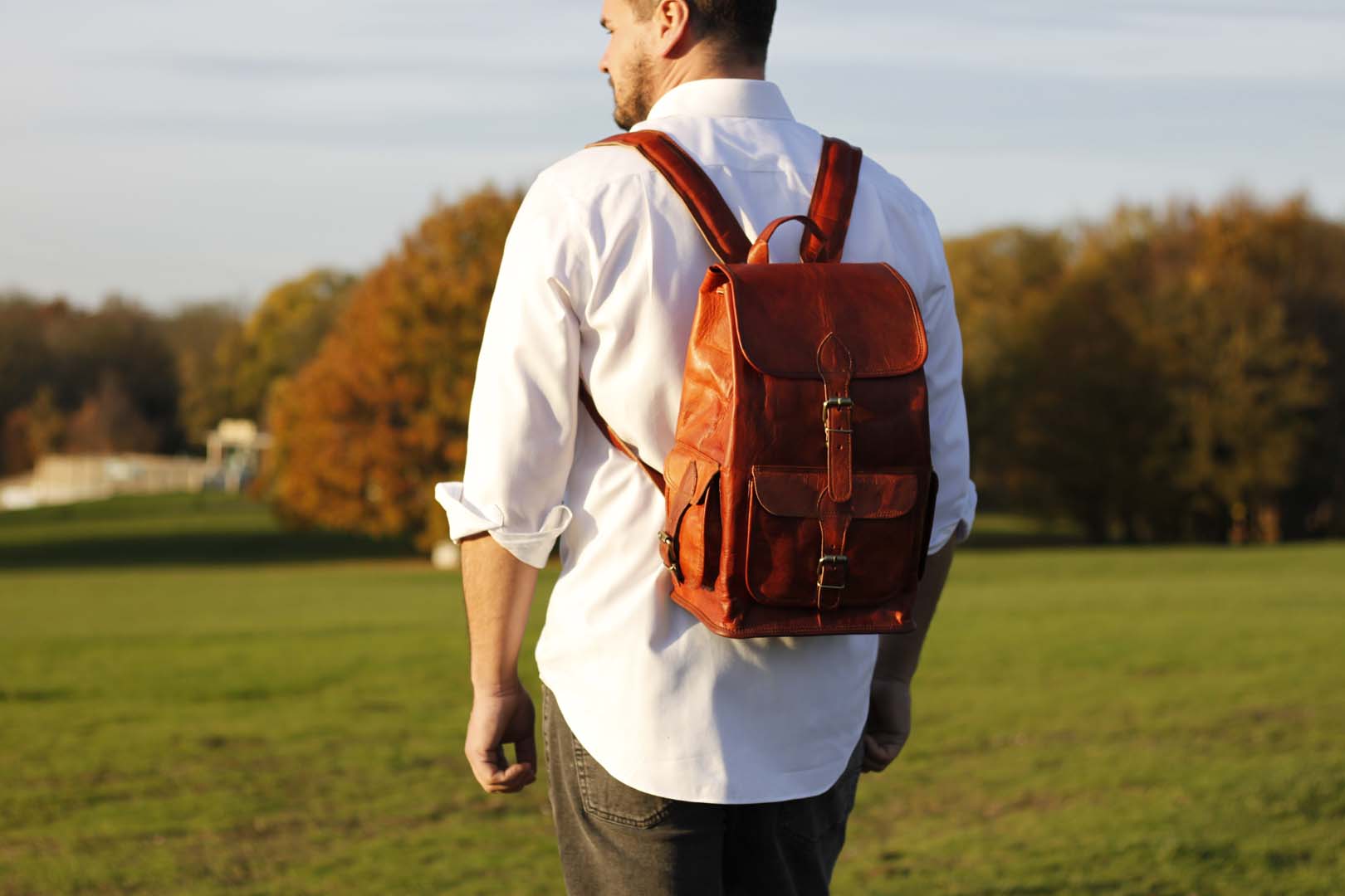 Large Leather pocket backpack