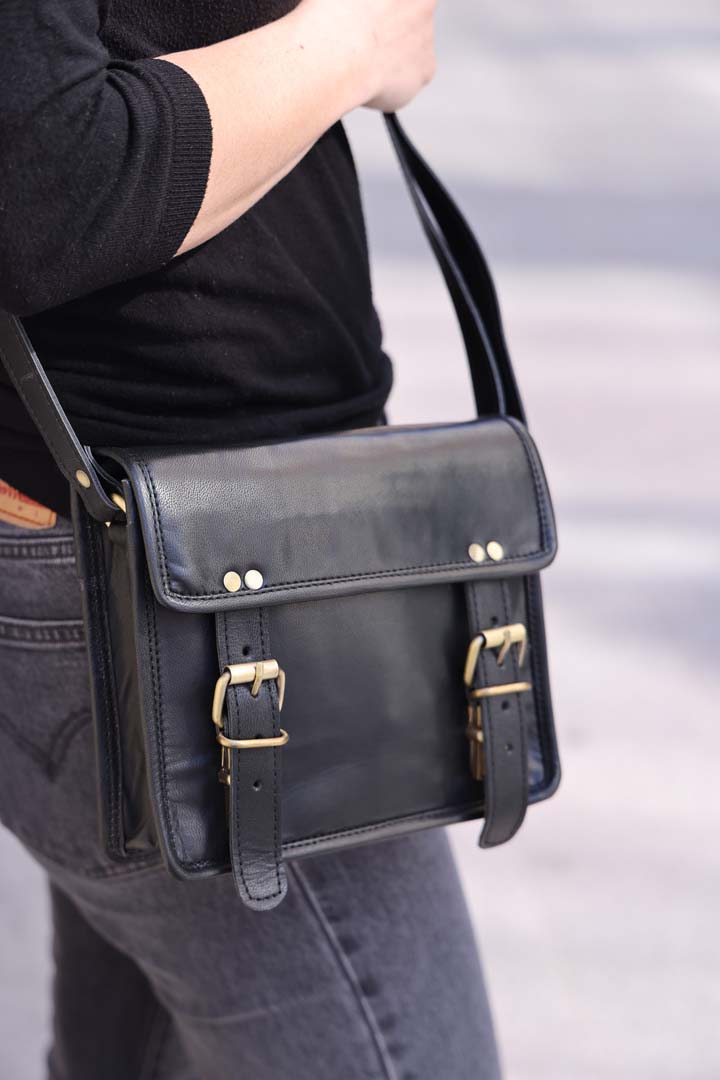 Personalised Women's Black Genuine Leather bag