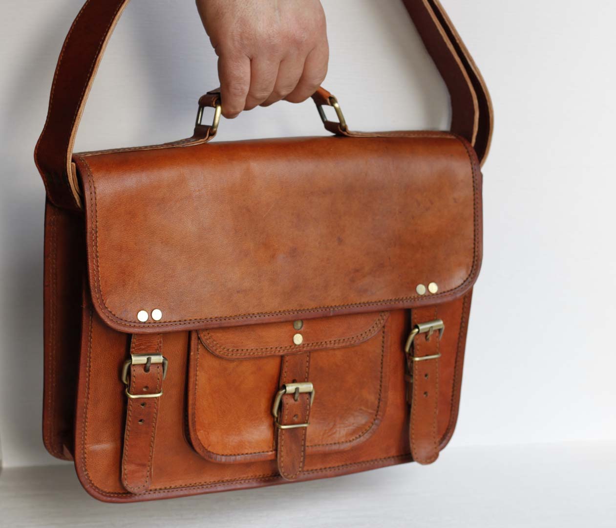Leather Vintage style Laptop satchel 14''